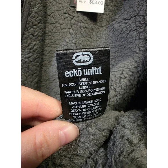 Ecko Unltd EO35H1501 Men's Full Zip Plush Lined Hoodie Black Medium - Picture 7 of 7